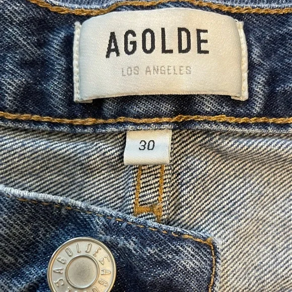 AGOLDE 90s Pinch Waist Straight Leg High Rise Medium Blue Denim Jeans Size 30 - Picture 8 of 12